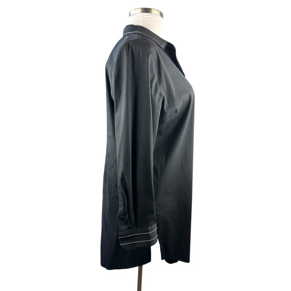 Chico's Contrast Detail Poplin Tunic Top Long Sleeve Button Blouse Size 3 16 18 - Picture 9 of 16